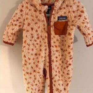 Patagonia Kids Fleece One Piece - Cream and Orange